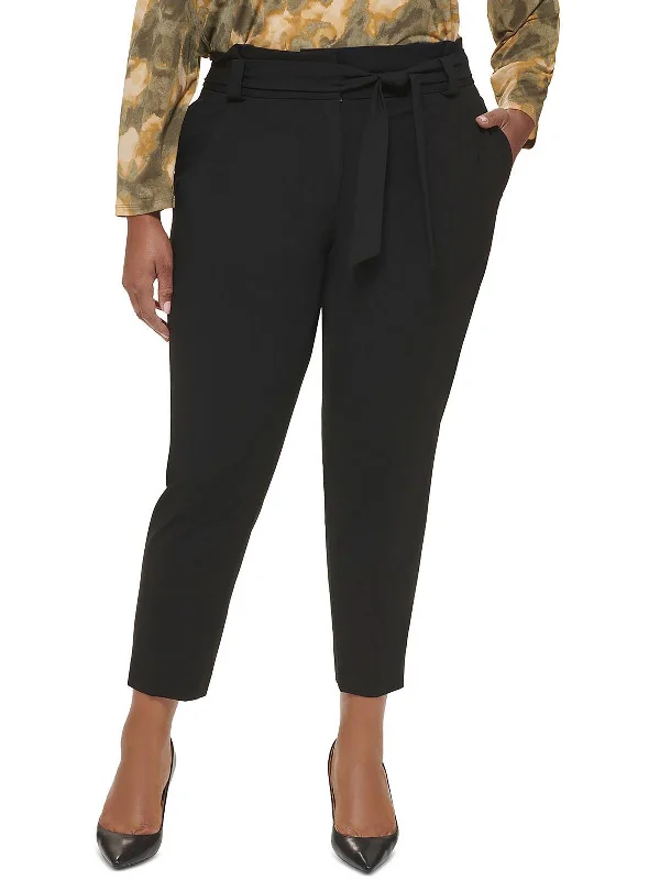Best Seller Plus Womens High Rise Tie-Waist Ankle Pants