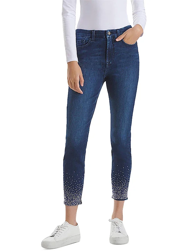 Massive Deal Womens High Rise Embellsihed Skinny Jeans