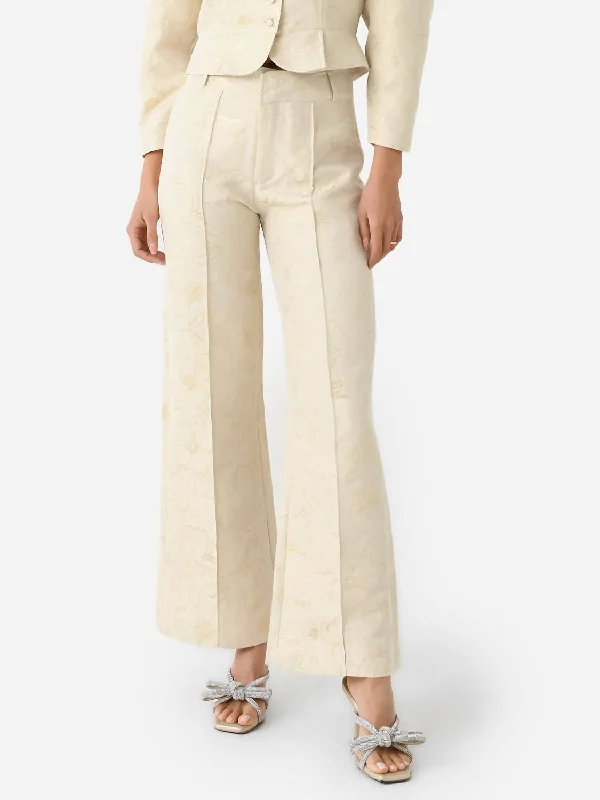 Discount Days Yoshitomo Smart Jacquard Pant In Ecru/gold