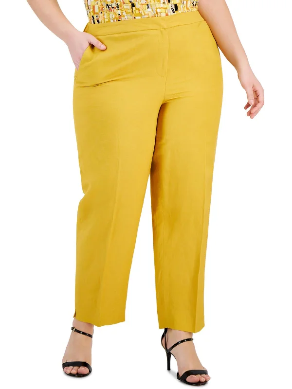 Discount Deals Plus Womens Mid-Rise Stretch Straight Leg Pants