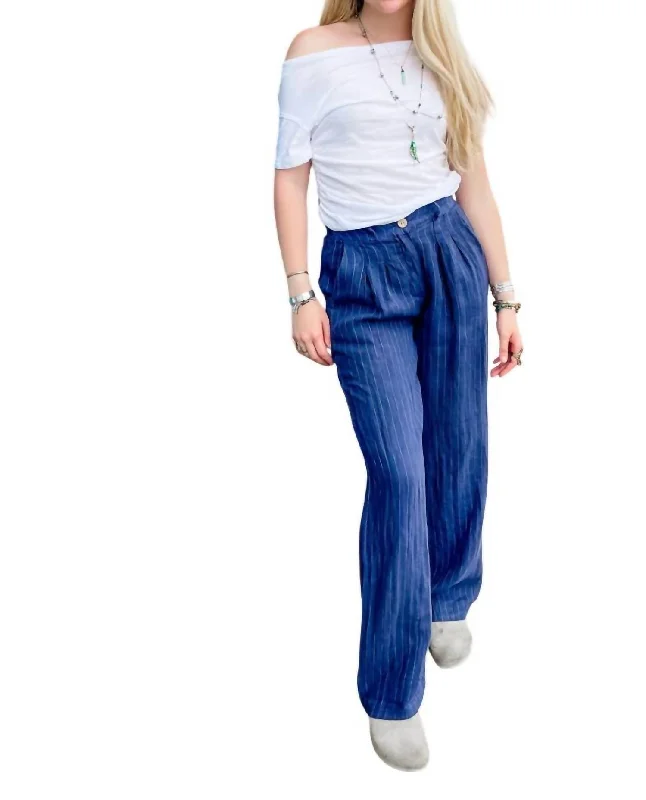 Special Savings Pinstripe Linen Trouser In Navy