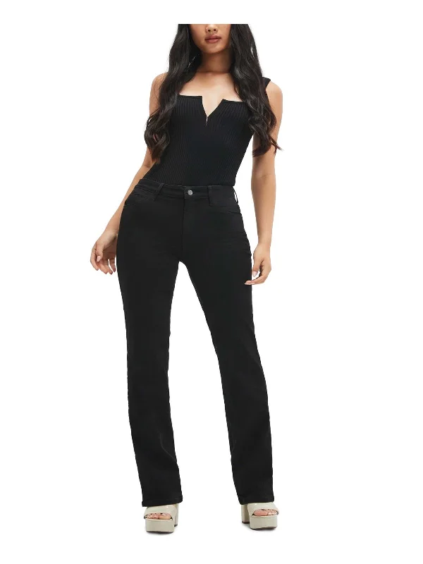 New Arrival Womens Solid Denim Straight Leg Jeans