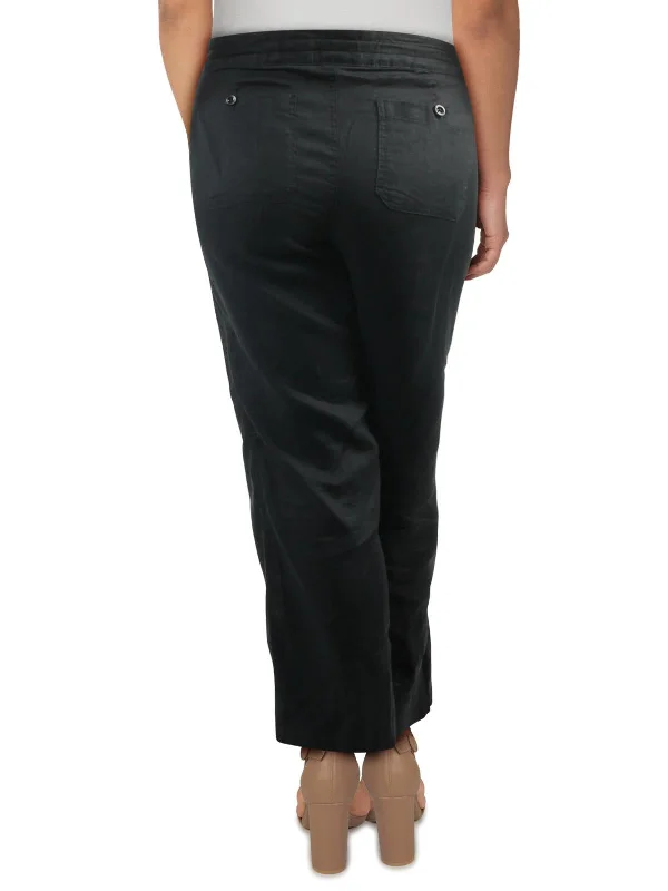 Shop Now Plus Jovonie Womens Linen Drawstring Closure Wide Leg Pants
