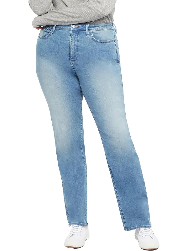 Weekend Offers That Sizzle Plus Womens Relaxed Light Wash Straight Leg Jeans