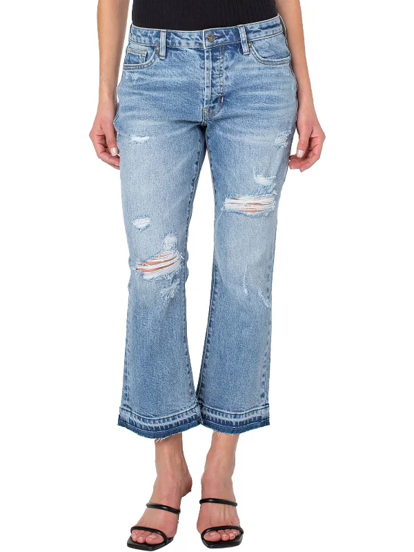 Epic Deals Womens Distressed Mid-Rise Bootcut Jeans