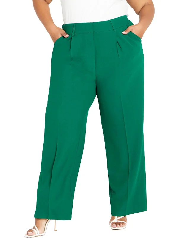 Can't Resist Plus Audrie Womens Textured High Rise Dress Pants