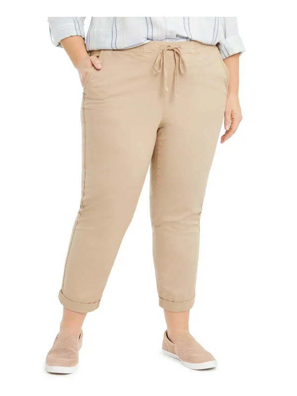 Early Bird Discount Plus Womens Cropped Mid-Rise Ankle Pants