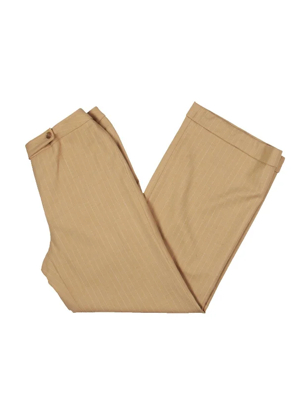 Deal Mania Petites Womens Wool Pinstripe Wide Leg Pants