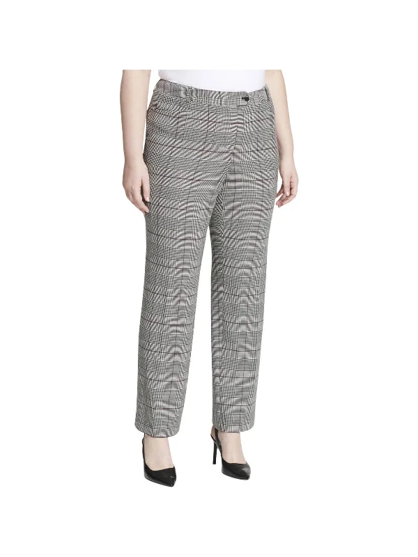 Act Fast Plus Womens Plaid Modern Fit Straight Leg Pants