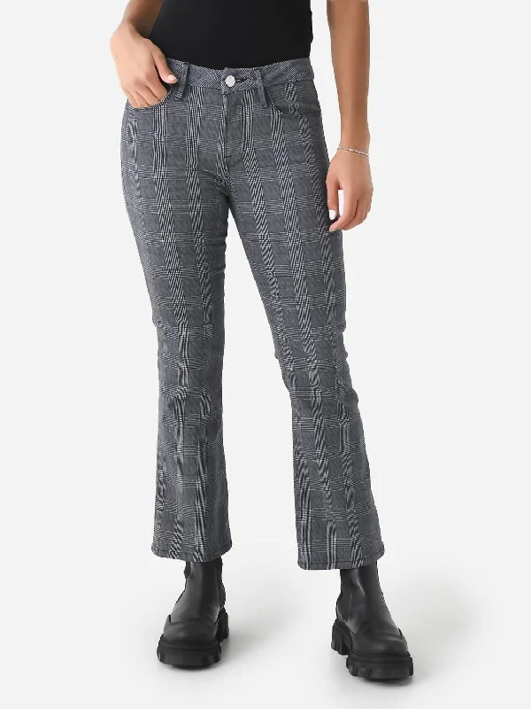 Extra Savings Le Crop Mini Boot Plaid Jean In Noir Multi