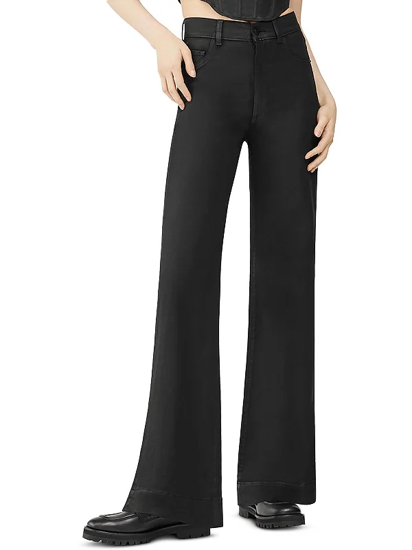 Best Choice Womens High Rise Coated Wide Leg Jeans
