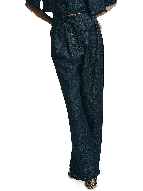 While Supplies Last Womens Solid Denim Wide Leg Jeans