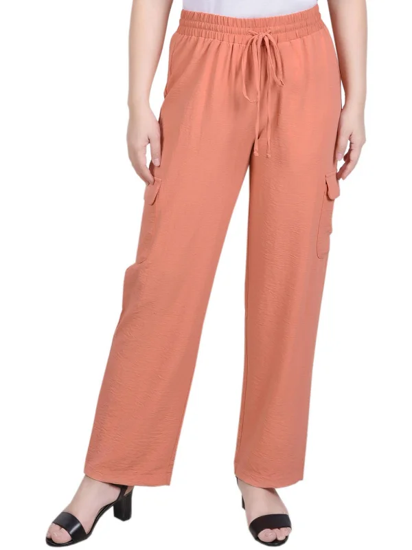 Deal Dash Petites Womens Slub Utiliy Cargo Pants