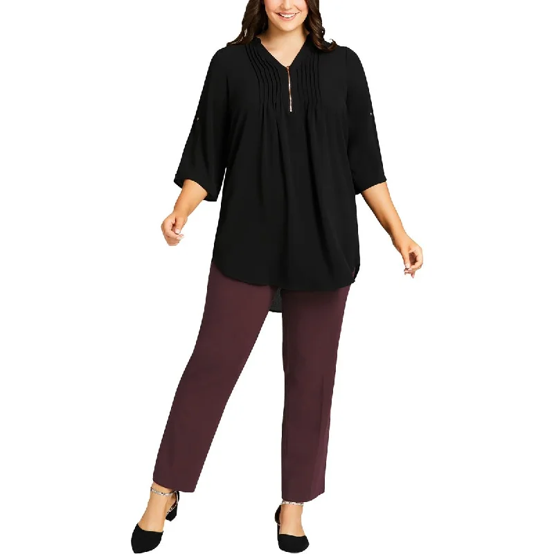 Season Finale Sale Plus Womens Tummy Control Comfort Waist Straight Leg Pants