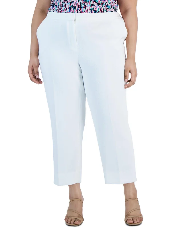 Shop and Save Plus Womens Textured High Rise Cropped Pants
