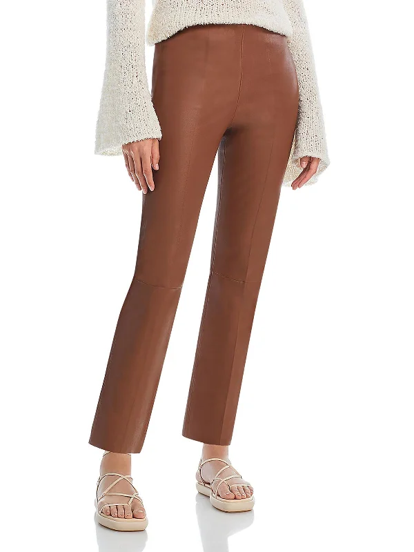Price Reduction Florentina Womens Lambskin Leather Raw Hem Straight Leg Pants