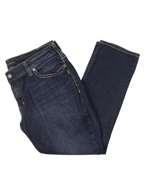 Act Fast Suki Womens Mid Rise Dark Wash Straight Leg Jeans
