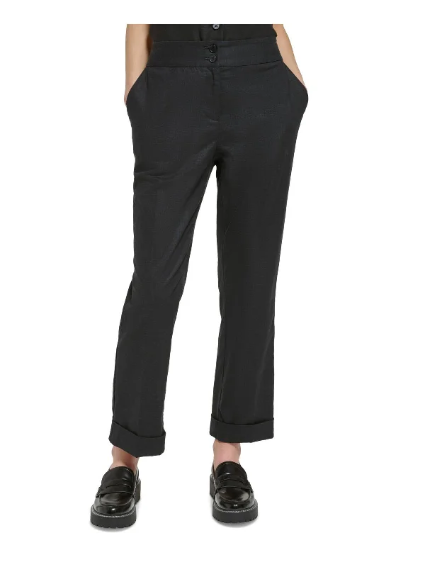 Shop and Save Plus Womens Linen Straight Leg Straight Leg Pants