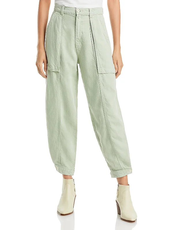 Weekend Bargains to Love Womens Linen Blend High Rise Ankle Pants