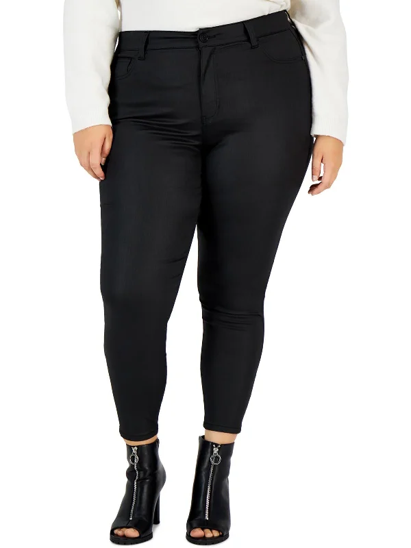 Special Price Plus Womens High Rise Coated Skinny Pants