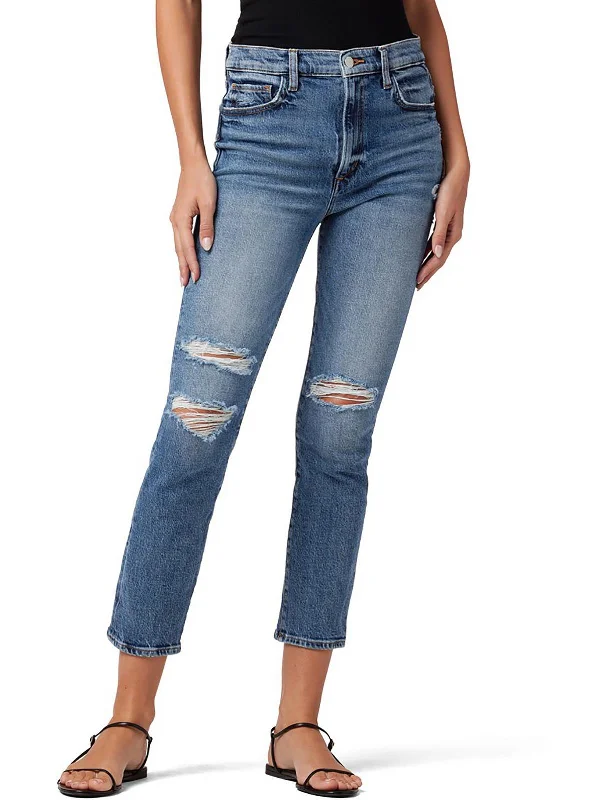 Half Price The Luna Womens High-Rise Crop Cigarette Jeans