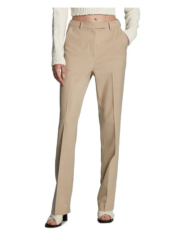 TIME-Limited Offer Womens High Rise Solid Straight Leg Pants