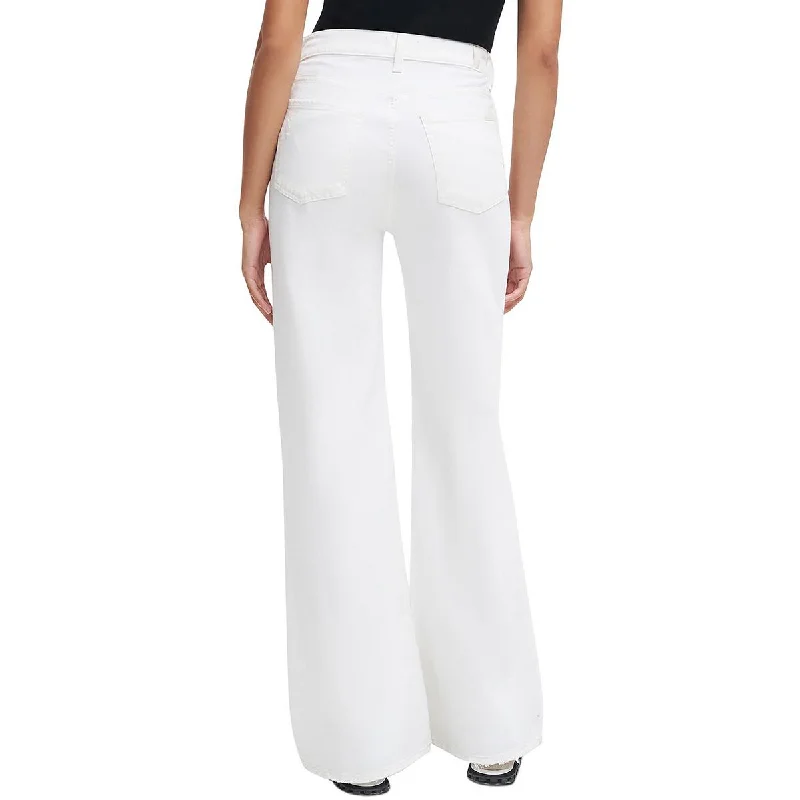 Final Markdown Womens Distressed High Rise Wide Leg Jeans
