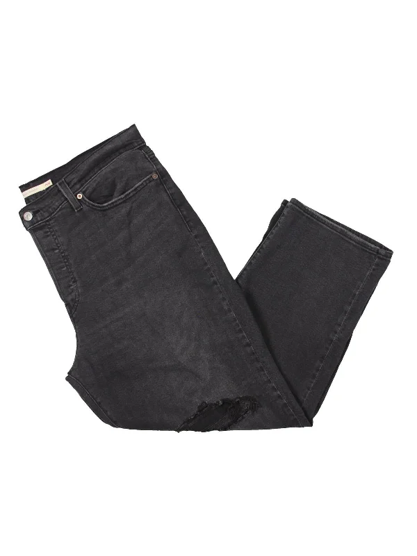 Price Buster Plus Wedgie Womens Distressed Dark Wash Straight Leg Jeans