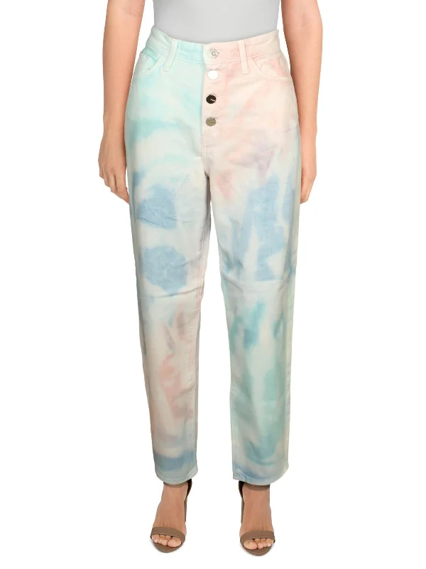 Year-End Clearance Lila Womens High Rise Tie-Dye Mom Jeans