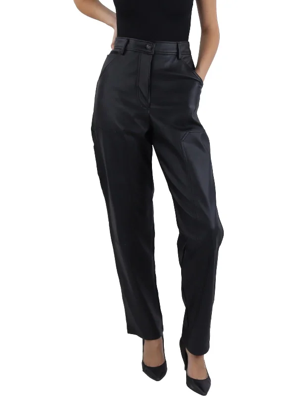 Closeout Carmine Womens Solid High Rise Straight Leg Pants