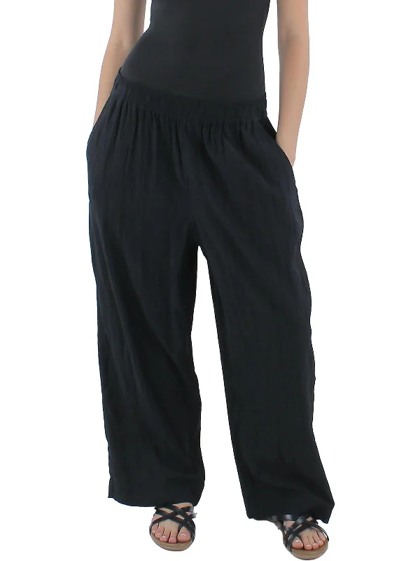 Best Seller Womens Crepe Textured Straight Leg Pants