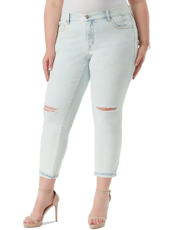 Reduced Rates Plus Mika Womens Cuffed Light Wash Skinny Jeans