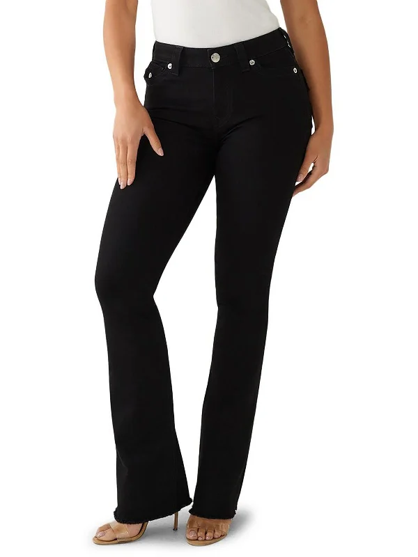 Celebrate the Weekend with Discounts Becca Womens Mid-Rise Raw Hem Bootcut Jeans