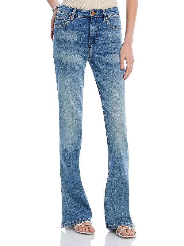 Extra Discounts Womens High Rise Faded Flare Jeans