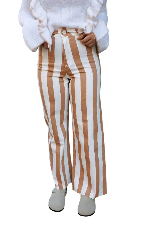 Last Chance Stripe Stretch Pants In Toffee