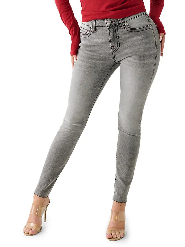 Top Pick Jennie Curvy Womens Mid-Rise Raw Hem Skinny Jeans