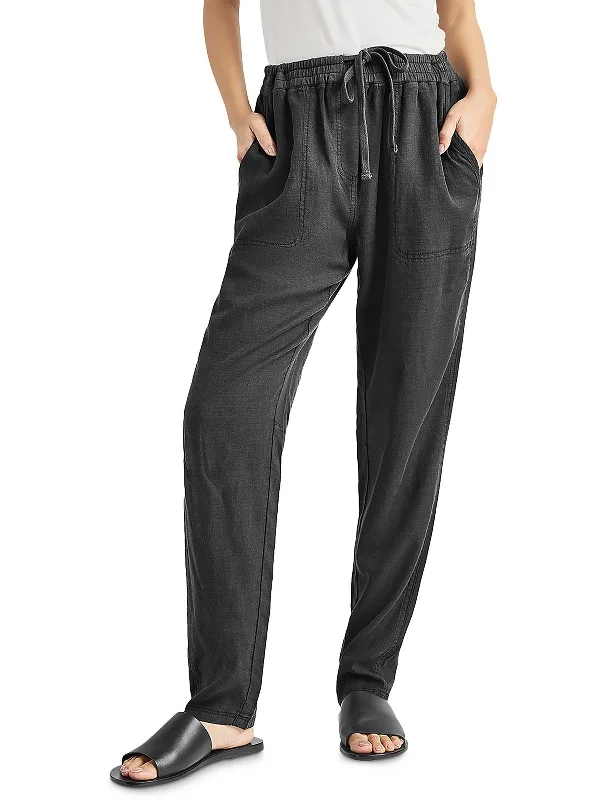 Weekend Deals to Brighten Your Day Womens Drawstring Hem Linen Straight Leg Pants