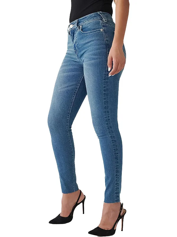 Weekend Deal Halle Womens High-Rise Raw Hem Skinny Jeans