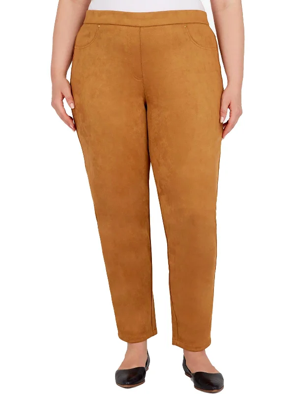 Weekend Savings Spectacular Plus Womens Faux Suede High Rise Skinny Pants