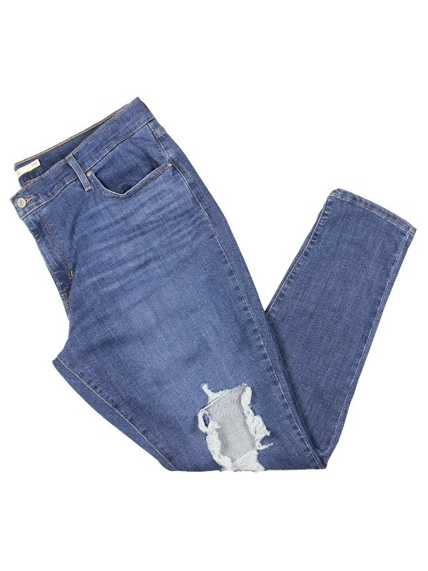 Final Offer Plus Womens High Rise Distressed Skinny Jeans