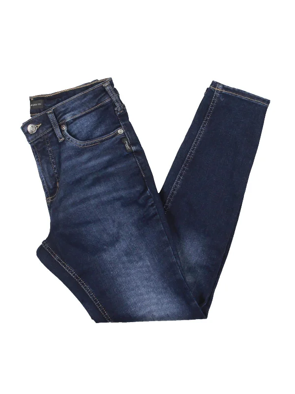 Overstock Womens Mid Rise Dark Wash Skinny Jeans
