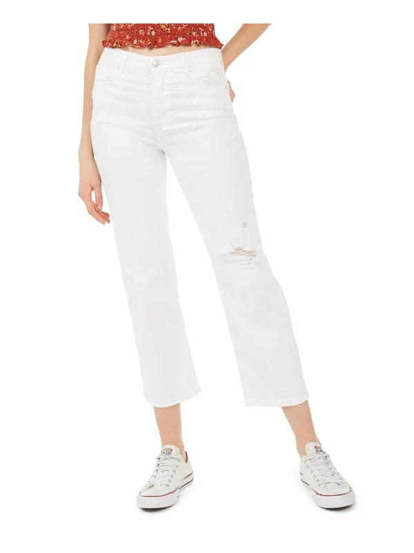 Weekend Savings Sensation Juniors The Bestie Womens Distressed Relaxed Cropped Jeans