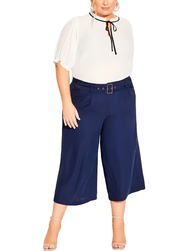 Weekend Offers That Tempt Womens Belted Polyester Wide Leg Pants