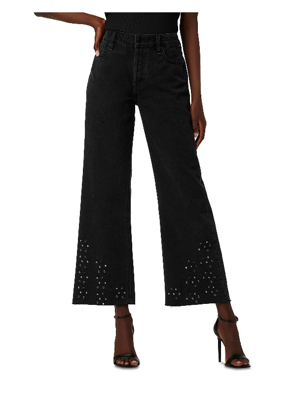 Online Deal Rosie Womens Embellished Raw Hem Wide Leg Jeans