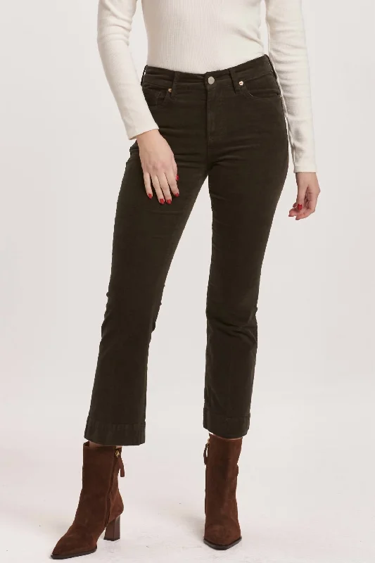 Can't Be Beat Jeanne Mid Rise Cropped Flare Pants In Forest Pine