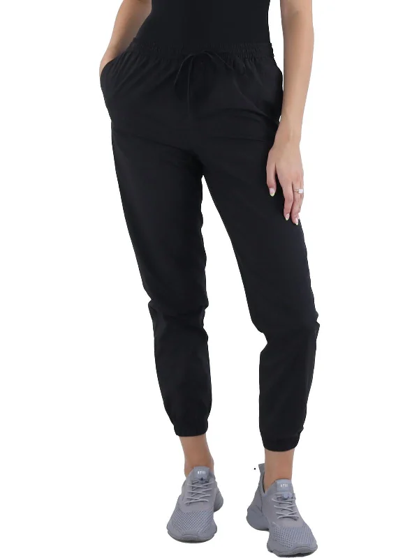 Bargain Blast Womens Poplin Mid-Rise Jogger Pants