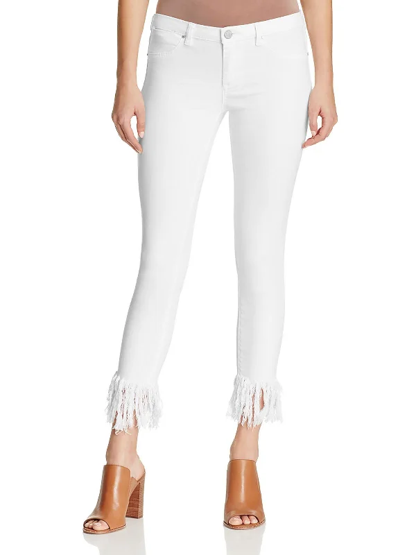 Quick Sale Womens Denim Frayed Hem Cropped Jeans