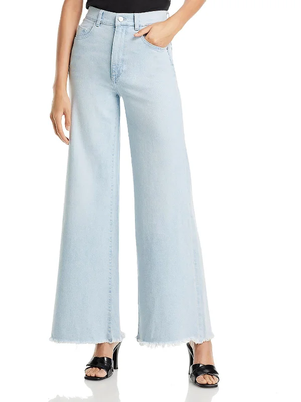 Unbeatable Prices Womens High Rise Frayed Hem Wide Leg Jeans