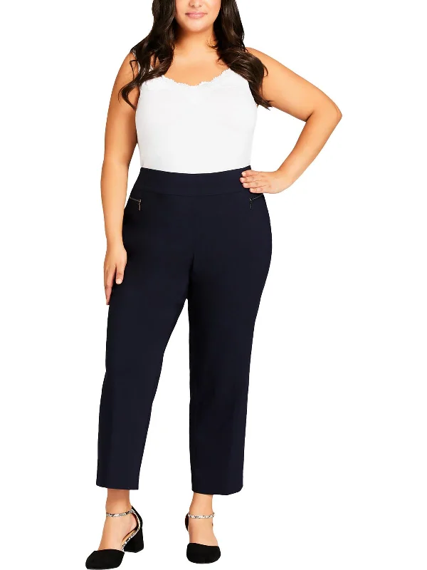 Amazing Deals Plus Womens Mid-Rise Comfort Waist Straight Leg Pants