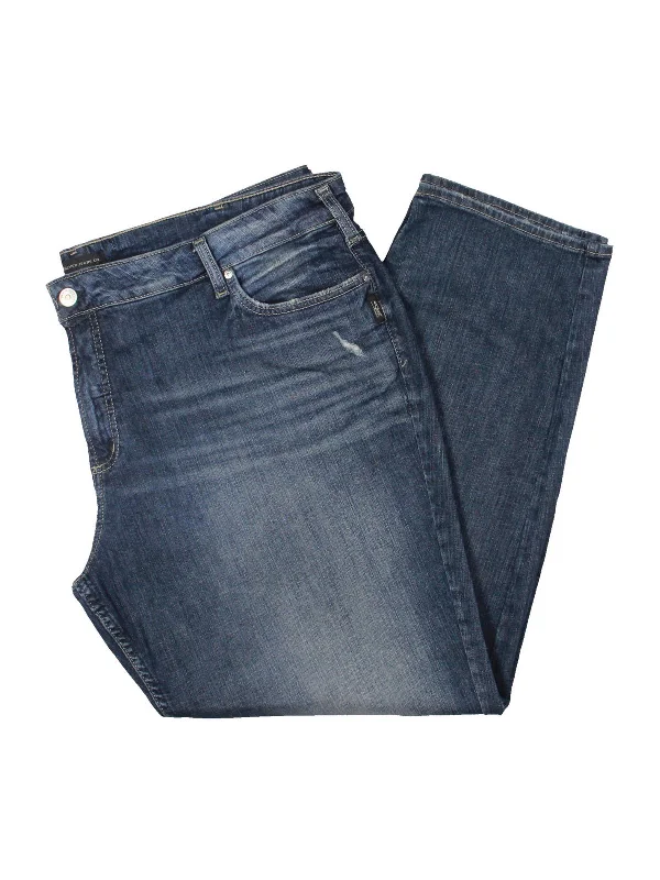 Hurry In Plus Womens Denim Mid Rise Straight Leg Jeans